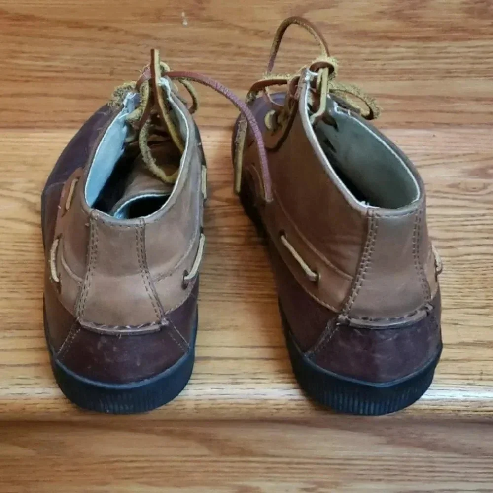 Polo Ralph Lauren Delmont Boots 10D‎ Brown Leather Two-Tone Moc Toe Boat Shoes